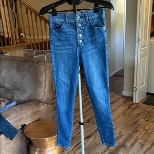 Express Ankle-Length Blue Jeans with Button-Fly
